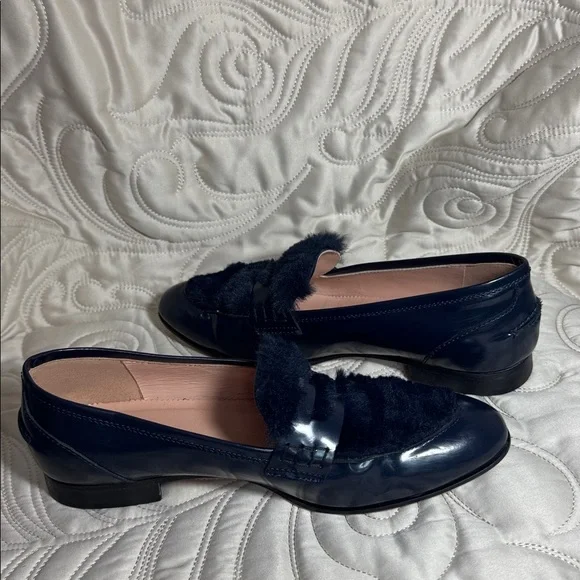 Navy Loafers with Fur Detail - Picture 4 of 5